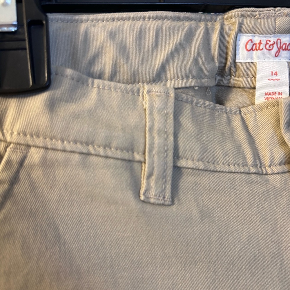 Cat & Jack Khaki Casual Pants w/Flat Front and Elastic Side Bands, NWT Zipper - Picture 8 of 8